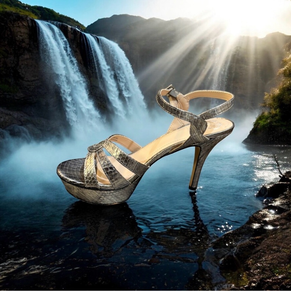 Vince Camuto Shimmering Gold Strappy Heels - Picture 11 of 16